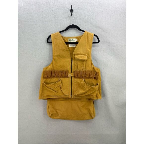 Vintage L.L. Bean Mens Duck Hunting Shotgun Shells Canvas Vest Jacket Size L - Picture 1 of 7